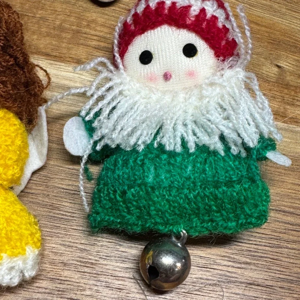 Vtg 1983 Dakin Fun Farm Knit Christmas Ornaments Set of 6 Santa Angel Snowman